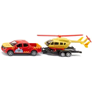 Siku 2570 - Nissan Navara mit Helikopter Rot-Gelb 1:50