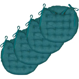 Atout Ciel Stuhlkissen rund 40 x 40 cm Entenblau/Senfblau