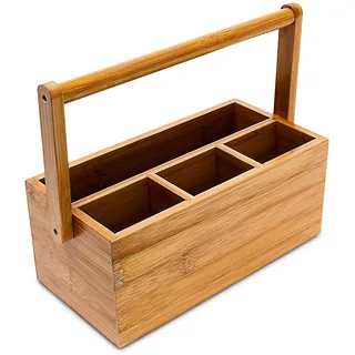 Relaxdays Schreibtischorganizer Bambus 4 Fächer 25 x 11,5 cm Braun