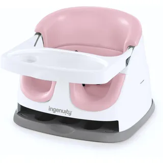 Ingenuity 2 in 1 Sitzerhöhung Stuhl, Babysitzerhöhung & Kleinkindersitz mit abnehmbaren Tablett, Essen & Fütterung Sitz für Kleinkinder, leicht zu reinigen, ideal für unterwegs, Peony, ab 6 Monaten