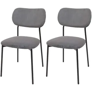 Mendler 2er-Set Esszimmerstuhl Cord dunkelgrau