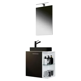 3-teiliges Set | Waschplatz für Gäste-WC | Gästebad | Waschtisch mit Spiegel | Badezimmer Set – Hausa SP-BL