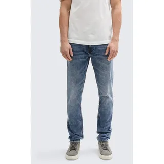 Tom Tailor DENIM Herren Piers Slim Jeans, blau, Logo Print, Gr. 28/32