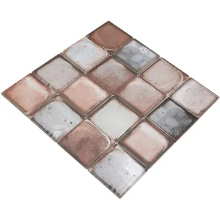 Mosaik hellbeige Zementoptik Glasmosaik glänzend Quadrat Wand Küche Bad WB88-S06
