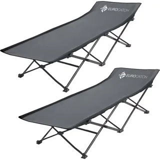 Eurocatch 2 Stück faltbares Feldbett – Festivalbett – Campingbett – Campingbett – Grau