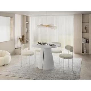 WFL GROUP Esstisch Rund 120 x 76 cm weiß