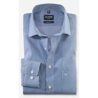 Businesshemd OLYMP "Luxor modern fit", Herren, Gr. 45, N-Gr, blau (marine), Web, Obermaterial: 100% Baumwolle, gestreift, Hemden Businesshemd
