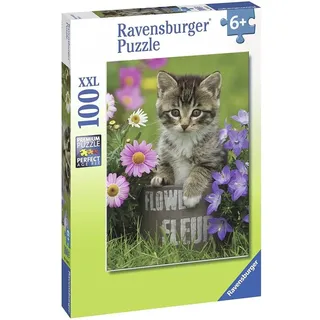 Ravensburger Puzzle – Kätzchen unter Blumen, 100 Teile (Primärsammlung, ab 6 Jahren)