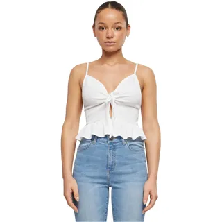 Urban Classics Damen Top Ladies Waffle Pique Ruffle Top, Bandeau mit Spaghetti-Trägern für Frauen, Größen XS - 5XL
