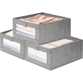 lompyeu 3er Set Aufbewahrungsbox Stoff 40×27×17cm, Faltbox Ordnungsboxen, Organizer Box für Kleiderschrank Schrank, Aufbewahrung & Deko Wohnzimmer Büro