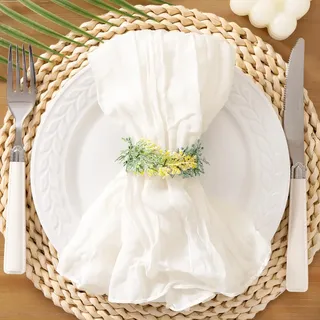 Socomi Seihtuch-Servietten, elfenbeinfarben, Weiß, Sommer-Käsetücher, Gaze, Set mit 50 Stück, Boho, waschbar, Tischservietten für Hochzeit, Party, Babyparty, Geburtstag, Party-Dekoration
