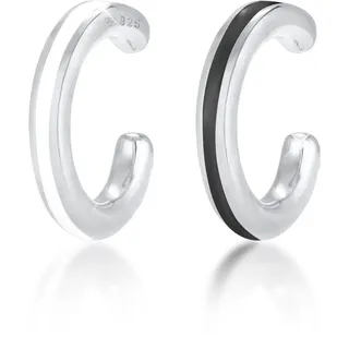 Elli Schmuckset »Ohrringe Buntes Emaille Earcuff 2er Set 925 Silber« (), silberfarben