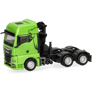 HERPA LKW Modell MAN TGX GX Zugmaschine mit Kran 3achs, grün, Miniatur im Maßstab 1:87, Sammlerstück, Made in Germany, Kunststoff