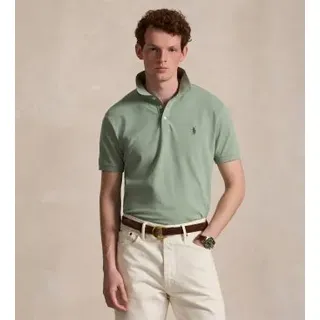 Polo Ralph Lauren für Herren. 710941439512 Grünes Custom-Slim-Fit-Poloshirt aus elastischem Piqué (M), Lässig, Baumwolle, Kurzarm