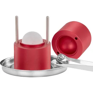 Eiskugelpresse, 2,4-Zoll-Eiskugelbereiter, Eiskugelpresse aus Flugzeugaluminiumlegierung für 60-mm-Eiskugeln, Eiskugelpresse mit Zange und Tropfschale, für Whiskey, Cocktails, Bourbon, Scotch auf Partys und Feiertagen, rot