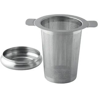 Weis Tee-Filter mit Abtropfschale 8,5 cm, Edelstahl, Silber, 8 x 10 x 8.5 cm