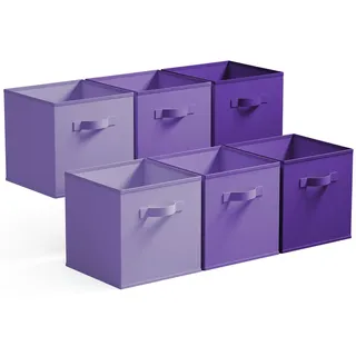 GRANNY SAYS Aufbewahrungswürfel Stoff, 6 Stück Aufbewahrungsboxen für Würfelregal, Regalkörbe 27 x 27 x 27,5cm Regalboxen mit Griffen, Stoffkisten Aufbewahrung für Kallax Regal, Lila Farbverlauf