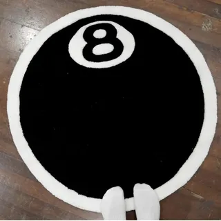 JynxtoyZeal Rund Billard Schwarz 8 Teppich,Tischball Teppich Kinderzimmer,Billard Teppiche,Billard Anti-Cashmere Teppiche, Kinderzimmer Stuhl Badematte (60 x 60 cm)
