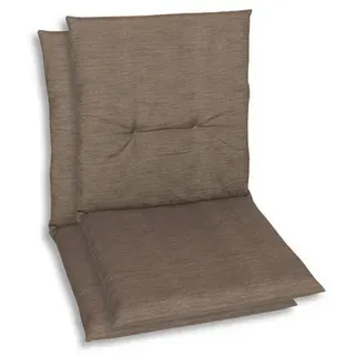 Sesselauflagenset , Braun , Textil , 2-teilig , Uni , Füllung: Schaumstoff, Vlies , 48x5x98 cm , Oeko-Tex® Standard 100 , pflegeleicht, für den Außenbereich geeignet, mittels Gurtband zu befestigen , Gartenmöbel, Gartenpolster & Auflagen, Sesselauflagen