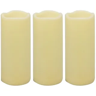 3 Stück 17.8 cm wasserdichte LED-Kerzen, flammenlose Timer-Kerzen, 1000 Stunden lange Akkulaufzeit, flackernd, batteriebetrieben, elektrische LED-Stumpenkerze, Laterne, Festival-Dekoration etc.