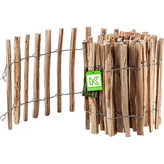 Kadax Zaun aus Hasel, Staketenzaun aus Haselnuss, Gartenzaun, 4-6cm, 50x500cm