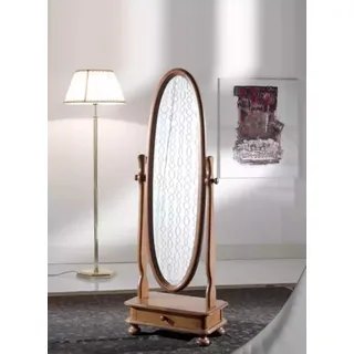 Wohnzimmer Bodenspiegel Spieglein Holzrahmen Oval Braun Standspiegel Spiegel - Braun