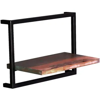Mid.you Wandregalset , Multicolor, Schwarz , Holz, Metall , 4-teilig , Altholz,Altholz , massiv , 4 Fächer , 75x75x25 cm , Wohnzimmer, Regale, Wandregale