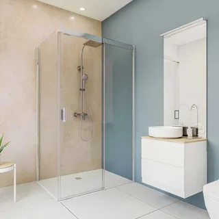 Breuer Duschrückwand Aluminium Hochglanzdekor 100 cm x 210 cm Sandstein Beige