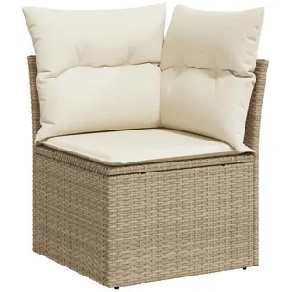 vidaXL Garten-Ecksofa mit Kissen Beige Poly Rattan
