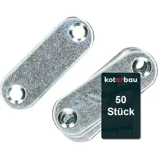 KOTARBAU® 50er Set Lochplatten 42 x 14,5 mm Verzinkt Silber Flachverbinder Holzverbinder Innen – Außenbereich Lochplatte Stahlverbinder Lochblech Flacheisen