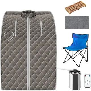 Fantask Mini Mobile Dampfsauna 3L, Tragbare Dampfbadsauna mit Zerstäubungsfunktion, Heimsauna mit Fernbedienung, einstellbarer Timer & Temperatur, 78 x 87 x 101 cm (Braun)