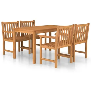 vidaXL 5-teiliges Garten-Ess-Set 140 x 80 cm Massivholz Teak - Braun