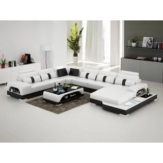 Eckgarnitur Ledersofa Design Luxus Wohnlandschaft led sofa couch Polster Ecksofa