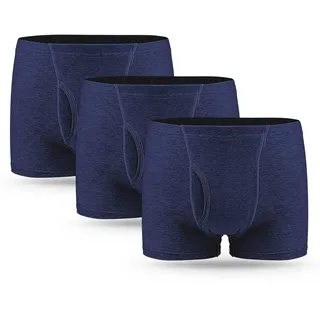fami helper 3er Pack Inkontinenz Pants Männer, Waschbare Herren-Boxershorts aus Baumwolle mit 300 ml saugfähiger Einlage Wiederverwendbare saugfähige Unterwäsche für Männer Blau Größe 3XL