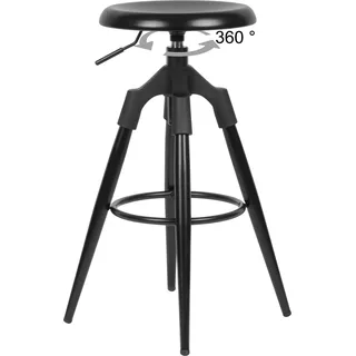 FineBuy Barhocker Metall Schwarz 72-80 cm Design Barstuhl 100 kg Maximalbelastbarkeit Tresenhocker Industrial Tresenstuhl ohne Lehne - Schwarz