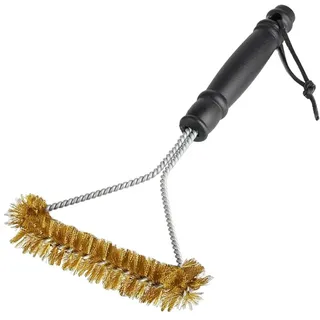 Zommke Grillbürste Messing,12 zoll/30.5 cm Messingbürste,Grillrost Bürste,Grill Reinigungsbürste für alle Grillarten geeignet,360°Reinigungdreieckig Grillbürste mit Messingborsten