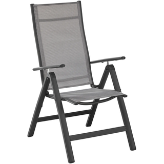 Gartenstuhl MERXX "Amalfi, TOPSELLER", schwarz (anthrazit, braun), B:60cm H:108cm T:70cm, Obermaterial: 100% Polyester. Füllung: 100% Polyester, Stühle, Gartenstuhl, 2er Set, Alu/beschichtetes Textil, verstellbar, Topseller
