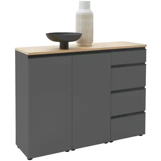 Dieter Knoll Sideboard , Grau, Eichefarben , Holzwerkstoff , Balkeneiche , furniert , 3 Fächer , 4 Schubladen , 135x102x41 cm , Typenauswahl, Beimöbel erhältlich, stehend, in verschiedenen Größen erhältlich , Holzmöbel, Kommoden Holz, Sideboards Holz