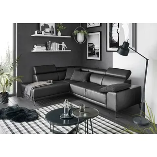 Candy 3C Candy Ecksofa Greve modern und bequem, inkl. manueller Kopfteilverstellung, L-Form, wahlweise mit motorischem Sitzvorzug schwarz