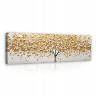 Wallarena Bilder Abstrakt Baum Gold Modern Wohnzimmer 145x45 , Holzwerkstoff , Recyclingholz , Rechteckig , 145x45 cm , FSC 100% , 3D-Effekt , Bilder & Rahmen, Bilder, Leinwandbilder