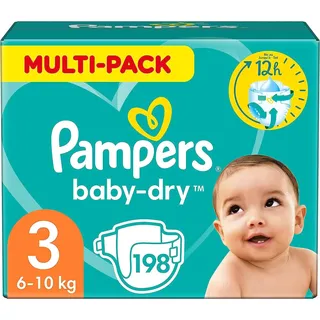 Pampers Windeln Größe 3 (6-10kg) Baby-Dry, Midi, Monatsbox 198 St