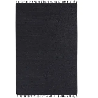 BELIANI Teppich Schwarz Jute und Baumwolle Rechteckig 200x300 cm mit Fransen Handgewebt Boho Kurzhaar Kurzflor für Fußbodenheizung Wohnzimmer Esszimmer - Schwarz