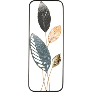 Metallbild BÖNNINGHOFF "BLÄTTER 29x74 cm – Deko modern", bunt (farbe bild(er): blau, gold, schwarz), B:29cm H:74cm T:2,54cm, Metall, Bilder, Metallbild