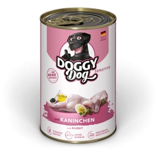 DOGGY Dog Paté Kaninchen Sensitive, 6 x 400 g, Nassfutter für Hunde, getreidefreies Hundefutter mit Lachsöl und Grünlippmuschel, besonders gut verträgliches Alleinfuttermittel, Made in Germany