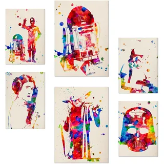 Nacnic Offiziell Lizenziertes Star Wars Poster Aquarell Illustrationen Hochwertiger Druck, Wandkunst für Zuhause & Büro, A4 & A3, Fanartikel mit Star Wars Charakteren für Dekoration und Geschenkideen