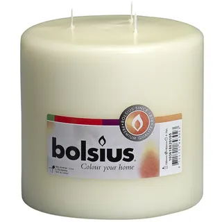 Bolsius Stumpenkerze XXL – Elfenbein – Mehrdocht – Lange Brenndauer von 75 Stunden – Extra Groß – Haushaltskerze – Innendekoration – Duftfrei – Paraffinwachs – 15 x 15 cm
