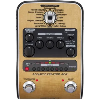 Zoom AC-2 Acoustic Creator DI-Box und Effektpedal für akustische Gitarren mit Modelling verschiedener Korpusformen und Stimmgerät