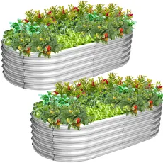 2 Stück Hochbeet Verzinkter Stahl -120x60x30cm Freistehende Hochbeete - Garten Pflanzkasten, Anzuchtbeet, Pflanzenbeet für Gemüse,Blumen, Obst, Kräuter