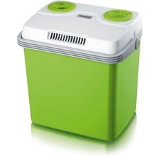 SEVERIN Elektrische Kühlbox (25 L) mit Kühl- und Warmhaltefunktion, Auto Kühlbox mit 3 Anschlüssen (USB, Netzteil & Zigarettenanzünder), Kühlbox grün/grau, KB 2923