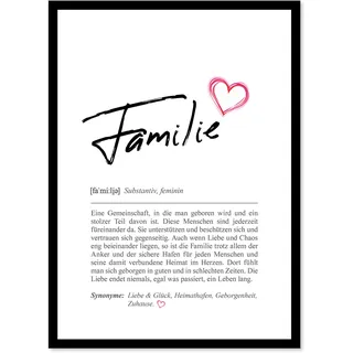 wirmachendeinekarte Definition:, DIN A4 (21x30 cm), Poster für Wohnzimmer, Schlafzimmer, Küche, Esszimmer, Wandbild Geschenk Wanddeko - ohne Rahmen (Familie, DIN A4)